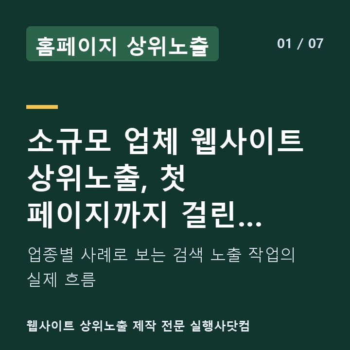 홈페이지 상위노출 소규모 업체 웹사이트 상위노출, 첫 페이지까지 걸린 기간과 작업 — 업종별 사례로 보는 검색 노출 작업의 실제 흐름